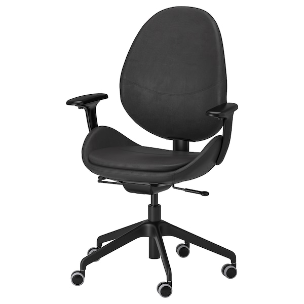 IKEA HATTEFJÄLL office chair with armrests, Smidig black/black , IKEA Sale | 19638QNWI