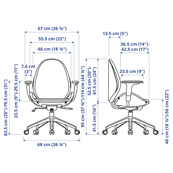 IKEA HATTEFJÄLL office chair with armrests, Gunnared light green/white , IKEA Sale | 21406BLIS