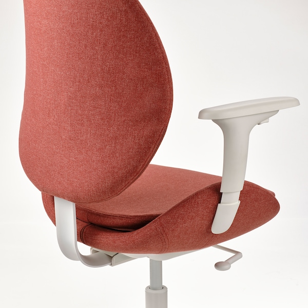 IKEA HATTEFJÄLL office chair with armrests, Gunnared red/white , IKEA Sale | 12957MBDU