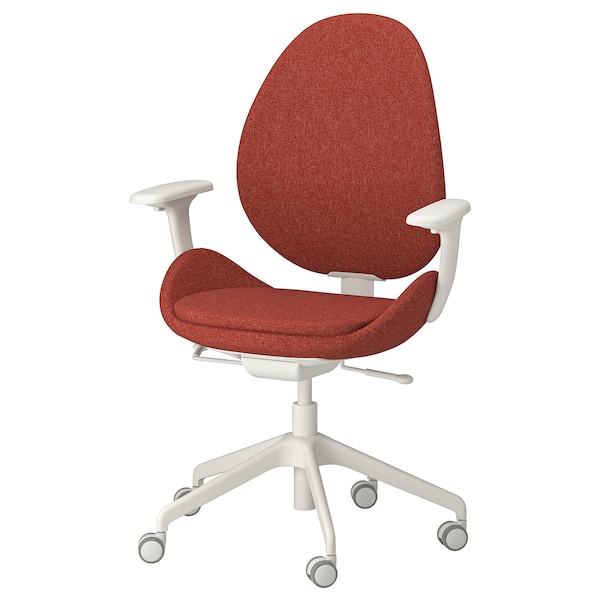 IKEA HATTEFJÄLL office chair with armrests, Gunnared red/white , IKEA Sale | 12957MBDU