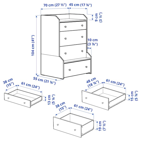 IKEA HAUGA 4-drawer chest, white, 27 1/2x41 in , IKEA Sale | 64105WRSX