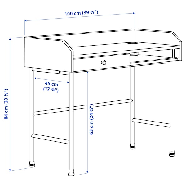 IKEA HAUGA desk, gray, 39 3/8x17 7/8 in , IKEA Sale | 04751VXSU