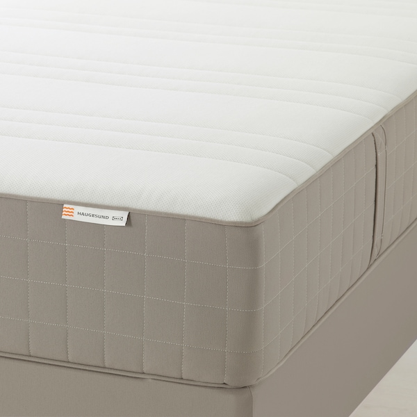 IKEA HAUGESUND spring mattress, medium firm/dark beige, Queen , IKEA Sale | 53726QMLN