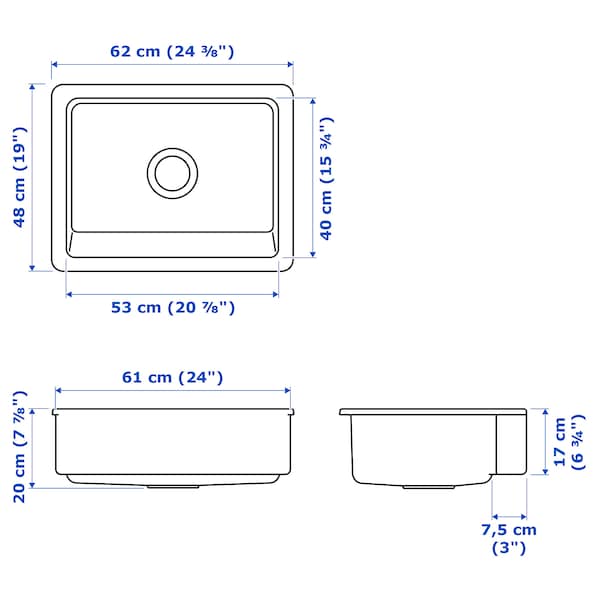 IKEA HAVSEN apron front sink, white, 25x19 in , IKEA Sale | 76480AVOZ