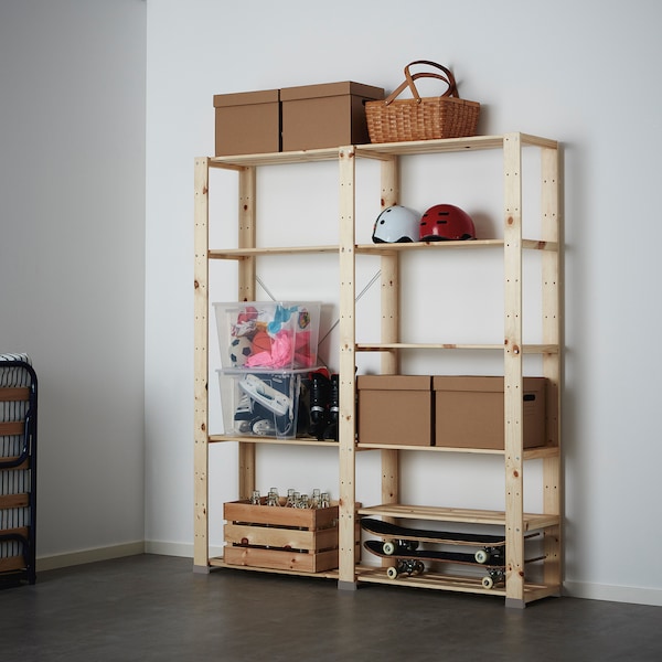 IKEA HEJNE 2 section shelving unit, softwood, 60 5/8x12 1/4x67 3/8 in , IKEA Sale | 72319EVHU