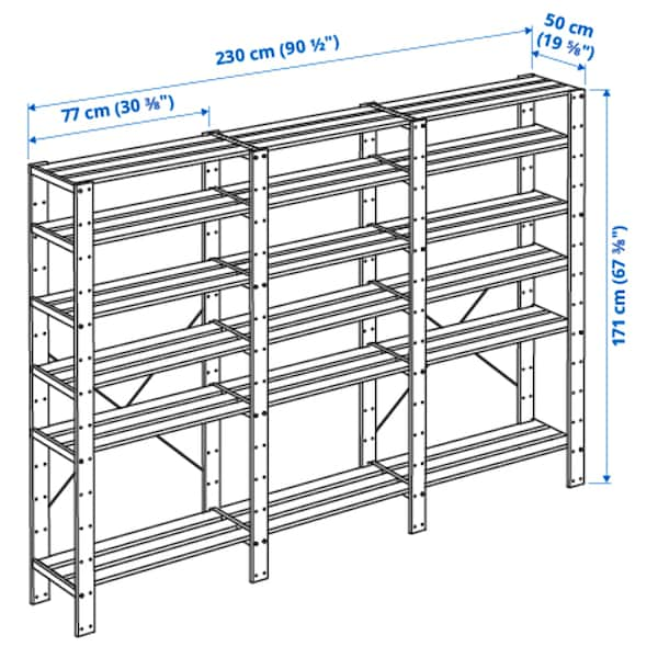 IKEA HEJNE 3 section shelving unit, softwood, 90 1/2x19 5/8x67 3/8 in , IKEA Sale | 87650XVIY