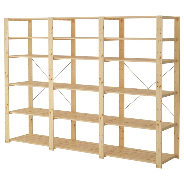 IKEA HEJNE 3 section shelving unit, softwood, 90 1/2x19 5/8x67 3/8 in , IKEA Sale | 87650XVIY