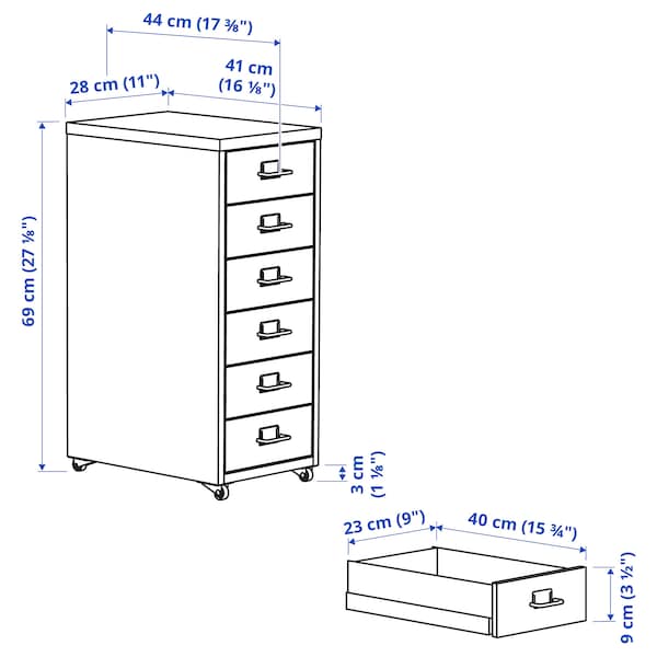 IKEA HELMER Drawer unit on casters, black, 11x27  1/8 in , IKEA Sale | 48329AQKX