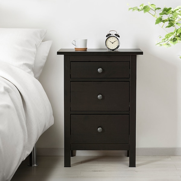 IKEA HEMNES 3-drawer chest, black-brown, 22 7/8x31 1/8 in , IKEA Sale | 20836KYRN