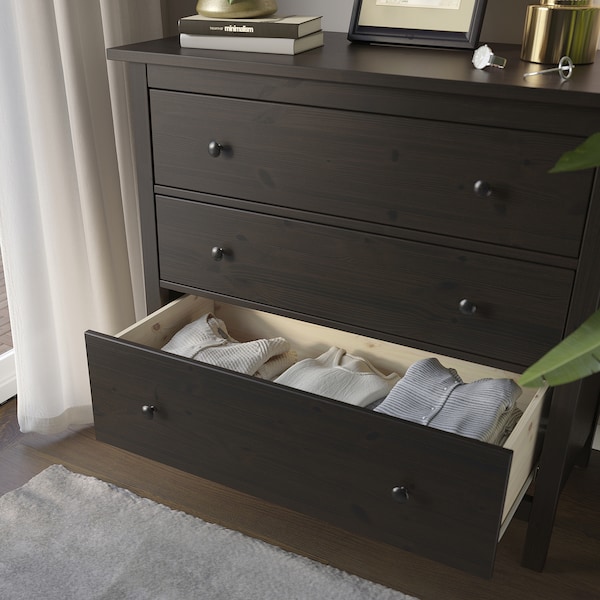 IKEA HEMNES 3-drawer chest, black-brown, 42 1/2x37 3/4 in , IKEA Sale | 03259CAHS