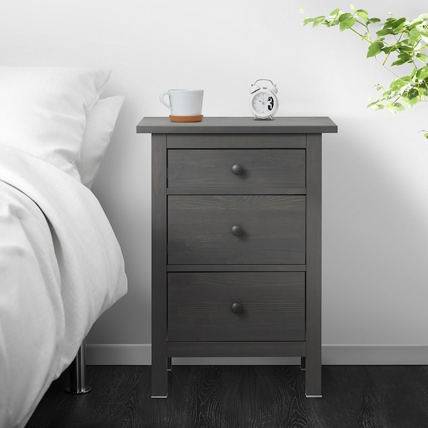 IKEA HEMNES 3-drawer chest, dark gray stained, 22 7/8x31 1/8 in , IKEA Sale | 30586QBIJ