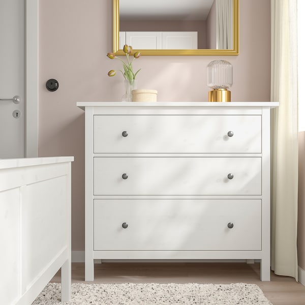 IKEA HEMNES 3-drawer chest, white stain, 42 1/2x37 3/4 in , IKEA Sale | 38470HZUP