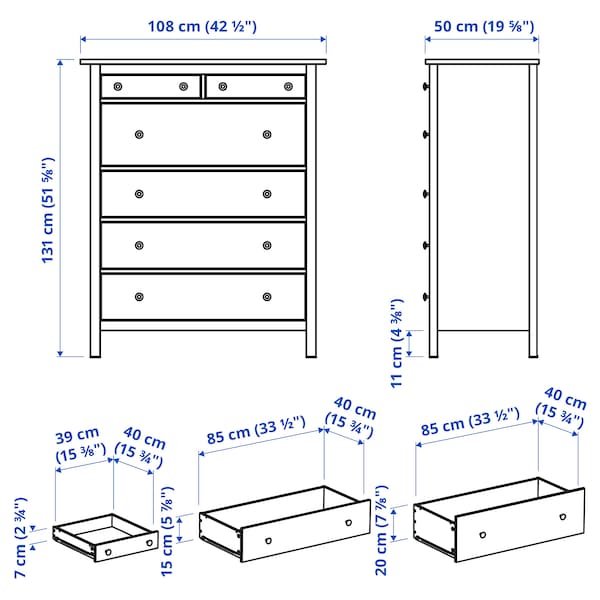 IKEA HEMNES 6-drawer chest, dark gray, 42 1/2x51 5/8 in , IKEA Sale | 08432RXUH