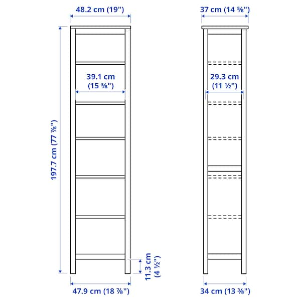 IKEA HEMNES Bookcase, white stain, 19  1/4x77  1/2 in , IKEA Sale | 49021LWRB