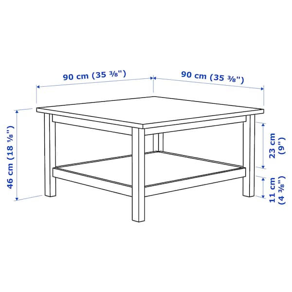 IKEA HEMNES Coffee table, white stain, light brown, 35  3/8x35  3/8 in , IKEA Sale | 47906WDCT