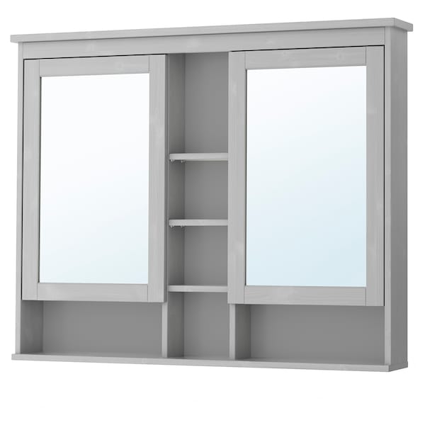 IKEA HEMNES Mirror cabinet with 2 doors, gray, 47  1/4x38  5/8 in , IKEA Sale | 30417PLGO