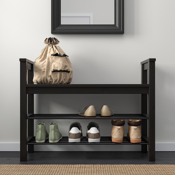 IKEA HEMNES bench with shoe storage, black-brown, 33 1/2x12 5/8x25 5/8 in , IKEA Sale | 37295HFZU