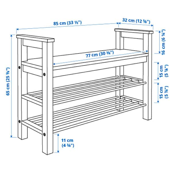 IKEA HEMNES bench with shoe storage, black-brown, 33 1/2x12 5/8x25 5/8 in , IKEA Sale | 37295HFZU