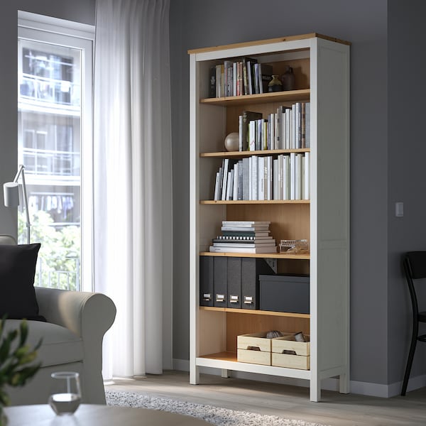 IKEA HEMNES bookcase, white stain/light brown, 35 3/8x77 1/2 in , IKEA Sale | 95426LCKZ