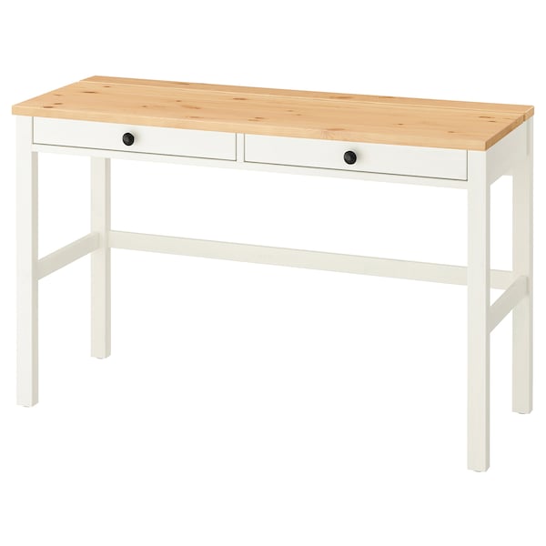 IKEA HEMNES desk with 2 drawers, white stain/light brown, 47 1/4x18 1/2 in , IKEA Sale | 10739OQLP