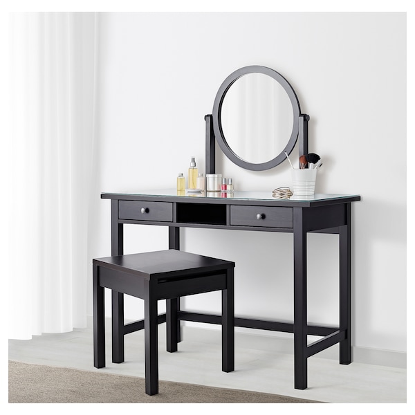 IKEA HEMNES dressing table with mirror, black-brown, 43 1/4x17 3/4 in , IKEA Sale | 15267VDXW