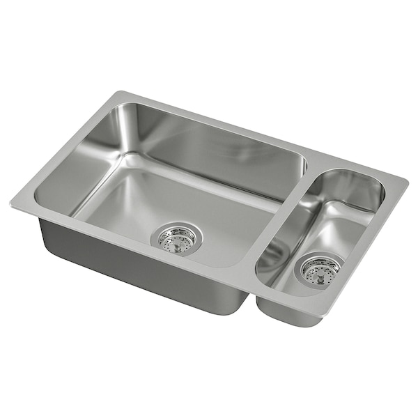 IKEA HILLESJÖN 1  1/2 bowl dual mount sink, stainless steel, 29 1/2x18 1/8 in , IKEA Sale | 78521NHBC