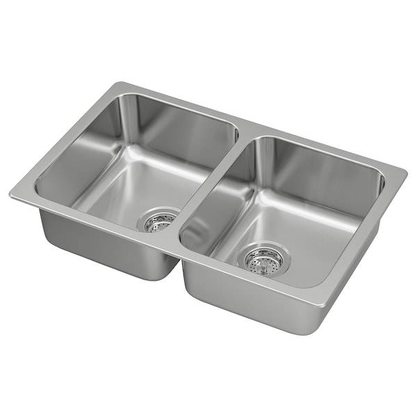 IKEA HILLESJÖN double bowl top mount sink, stainless steel, 29 1/2x18 1/8 in , IKEA Sale | 34529XOQI