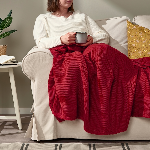 IKEA HUMLEMOTT throw, dark red, 51x67 in , IKEA Sale | 63294KLJF