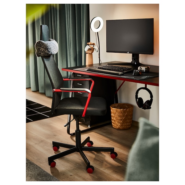 IKEA HUVUDSPELARE gaming desk, black, 55 1/8x31 1/2 in , IKEA Sale | 65239SVHB