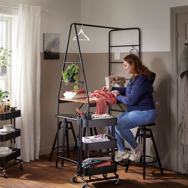 IKEA HÅVERUD table with storage ladder, black , IKEA Sale | 92041RWSK