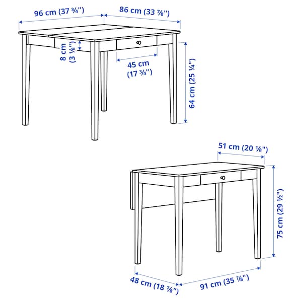 IKEA IDANÄS drop-leaf table, white, 20 1/8/33 7/8x37 3/4 in , IKEA Sale | 12967ZDYP