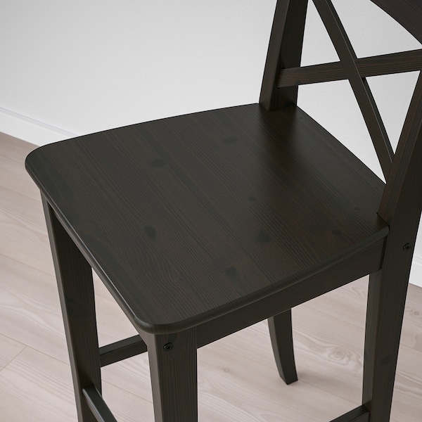 IKEA INGOLF Bar stool with backrest, brown-black , IKEA Sale | 58721WRDP