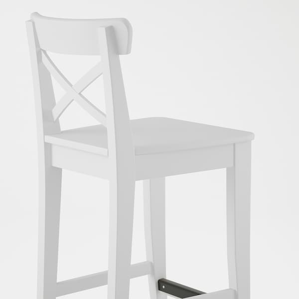 IKEA INGOLF Bar stool with backrest, white, 24  3/4 in , IKEA Sale | 73485ZALD