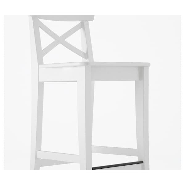 IKEA INGOLF Bar stool with backrest, white, 24  3/4 in , IKEA Sale | 73485ZALD