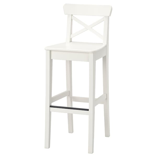 IKEA INGOLF Bar stool with backrest, white, 29  1/8 in , IKEA Sale | 46087IVEJ