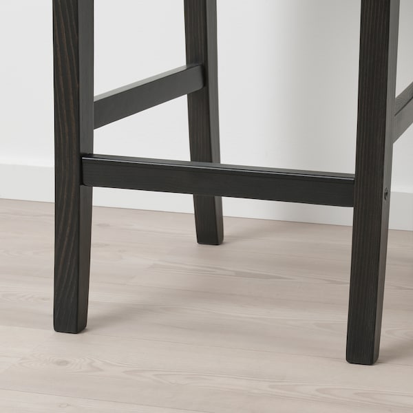 IKEA INGOLF bar stool with backrest, brown-black/Nolhaga gray-beige, 25 5/8 in , IKEA Sale | 02385HTNF