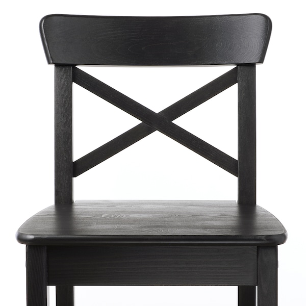 IKEA INGOLF bar stool with backrest, brown-black, 29 1/8 in , IKEA Sale | 93174ESCK