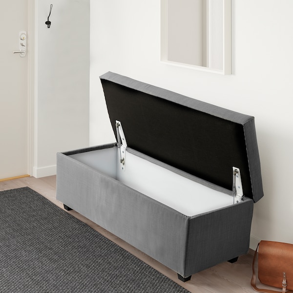 IKEA INNDYR storage bench, Nordvalla dark gray/black , IKEA Sale | 86394PQRY