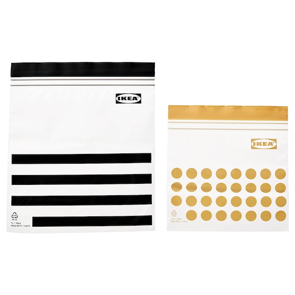 IKEA ISTAD resealable bag, patterned/black yellow, 34/14 oz, 60 pack , IKEA Sale | 40186HJNA