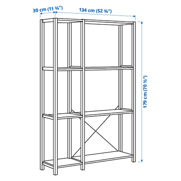 IKEA IVAR 2 section shelving unit, pine, 52 3/4x11 3/4x70 1/2 in , IKEA Sale | 62974IBHX