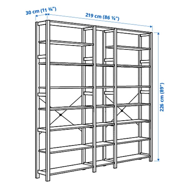 IKEA IVAR 3 section shelving unit, pine, 86 1/4x11 3/4x89 in , IKEA Sale | 25938TUEM