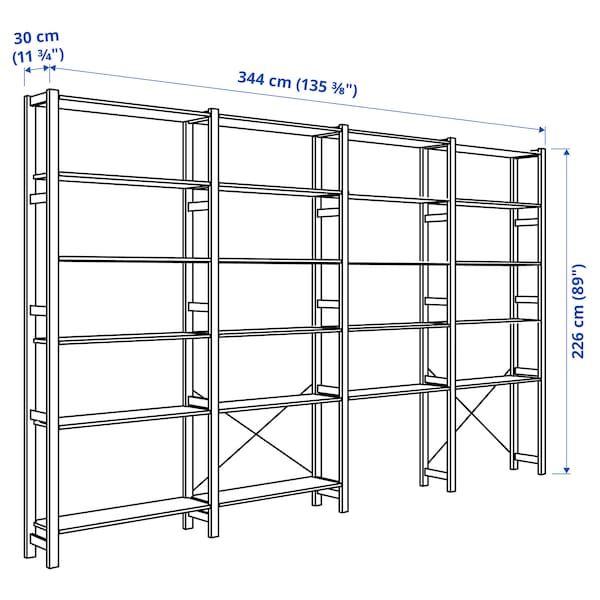 IKEA IVAR 4 section shelving unit, pine, 135 3/8x11 3/4x89 in , IKEA Sale | 21643WVZE