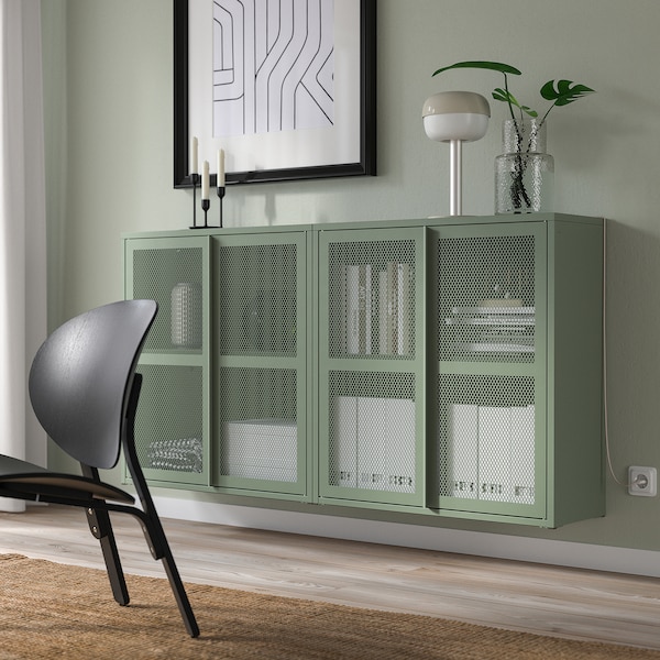 IKEA IVAR cabinet with doors, gray-green mesh, 63x11 3/4x32 5/8 in , IKEA Sale | 98425CXHV