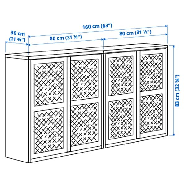 IKEA IVAR cabinet with doors, gray-green mesh, 63x11 3/4x32 5/8 in , IKEA Sale | 98425CXHV