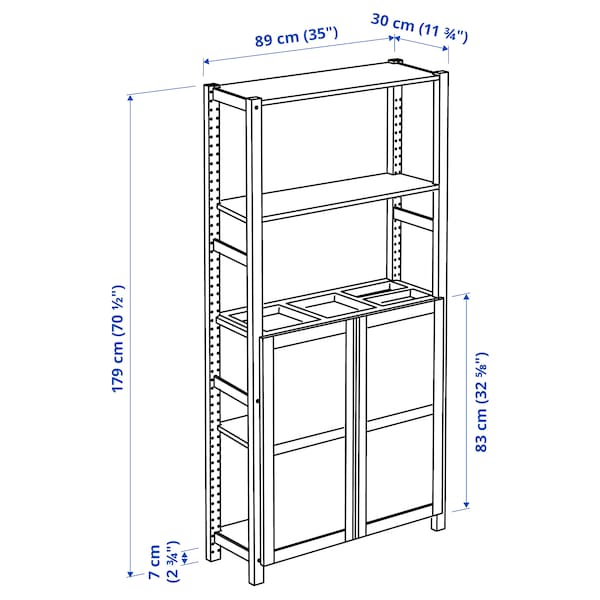 IKEA IVAR shelf unit with doors, pine/felt, 35x11 3/4x70 1/2 in , IKEA Sale | 98324CFHA