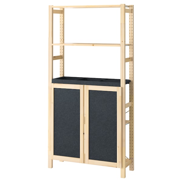 IKEA IVAR shelf unit with doors, pine/felt, 35x11 3/4x70 1/2 in , IKEA Sale | 98324CFHA