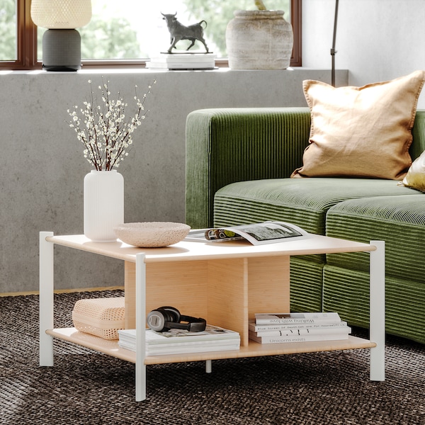 IKEA JÄTTESTA coffee table, white/light bamboo, 31 1/2x31 1/2 in , IKEA Sale | 12390DUJY