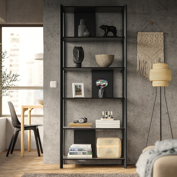 IKEA JÄTTESTA shelf unit, black, 31 1/2x76 3/4 in , IKEA Sale | 58021ENZY