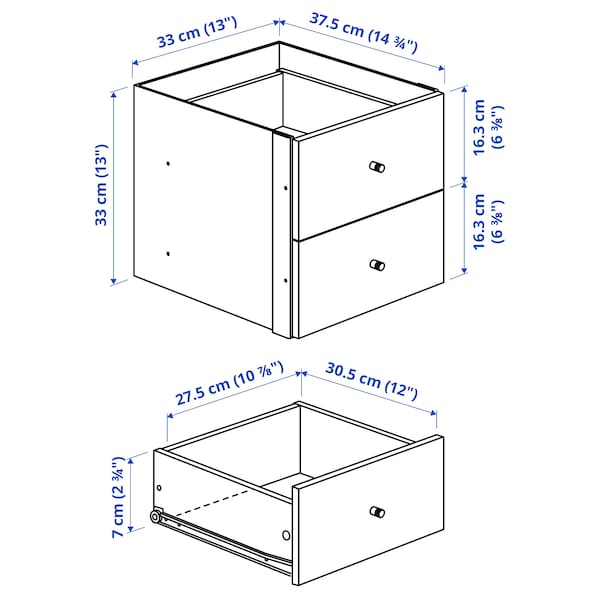 IKEA KALLAX Insert with 2 drawers, high gloss white, 13x13 in , IKEA Sale | 45269JRVE