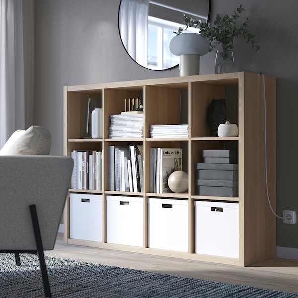 IKEA KALLAX shelf unit, white stained oak effect, 43 7/8x57 5/8 in , IKEA Sale | 87253HTPY